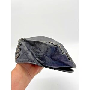 Vintage Harley-Davidson Leather Pageboy Cap Hat XL Lace-Up Sides Made in Korea